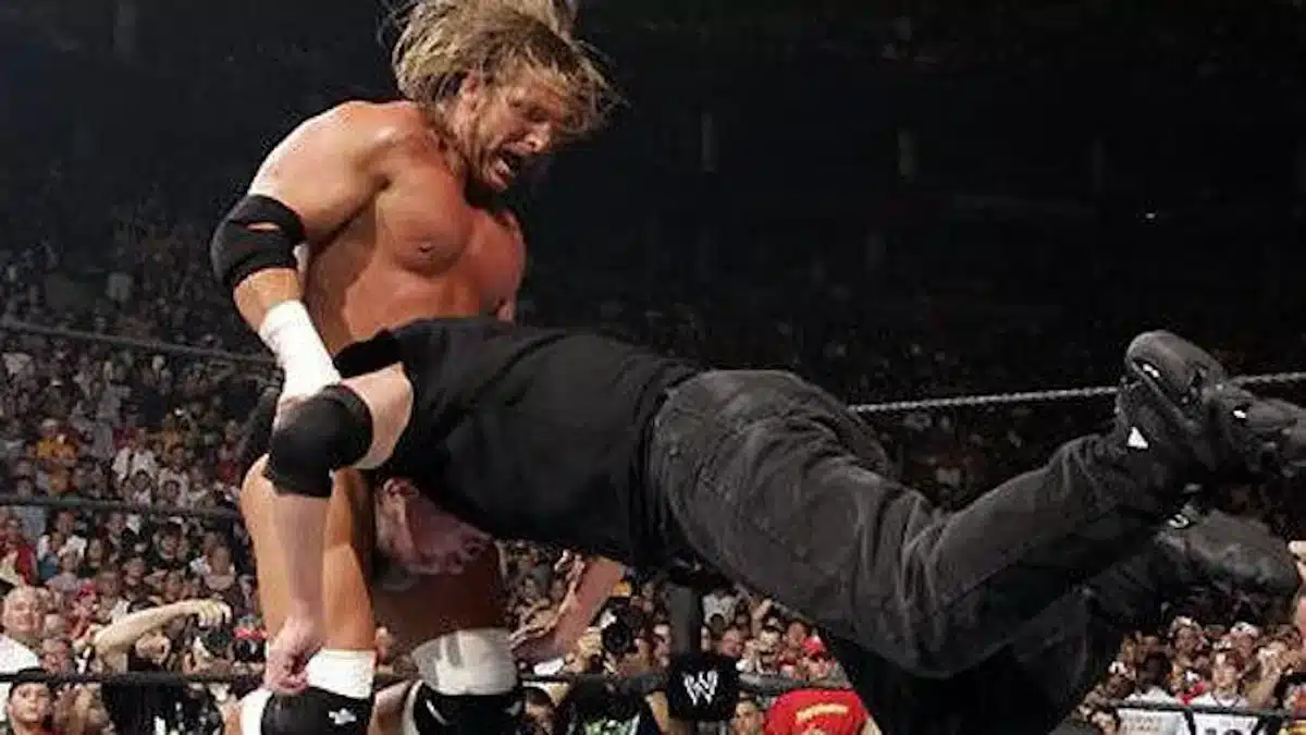 Triple H performing Pedigree on Vince McMahon