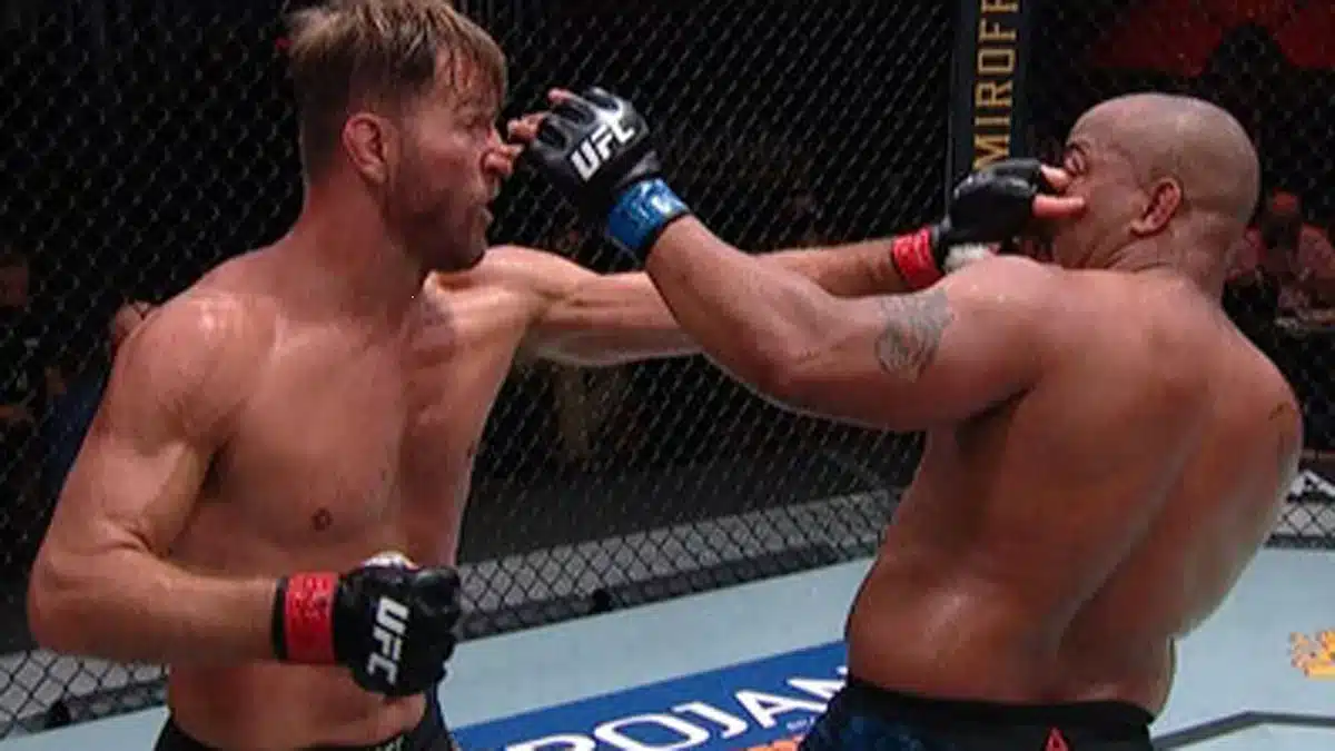 Stipe Miocic beating Daniel Cormier in the concluding fight of the trilogy