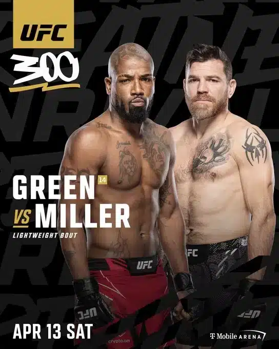 Jim Miller vs. Bobby Green UFC 300 showdown poster