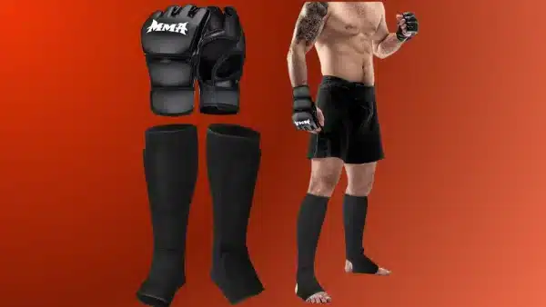 Sratte 2 Pair Boxing Shin Guards Mma Sparring Gloves Set Shin Guards And Punching Bag Gloves