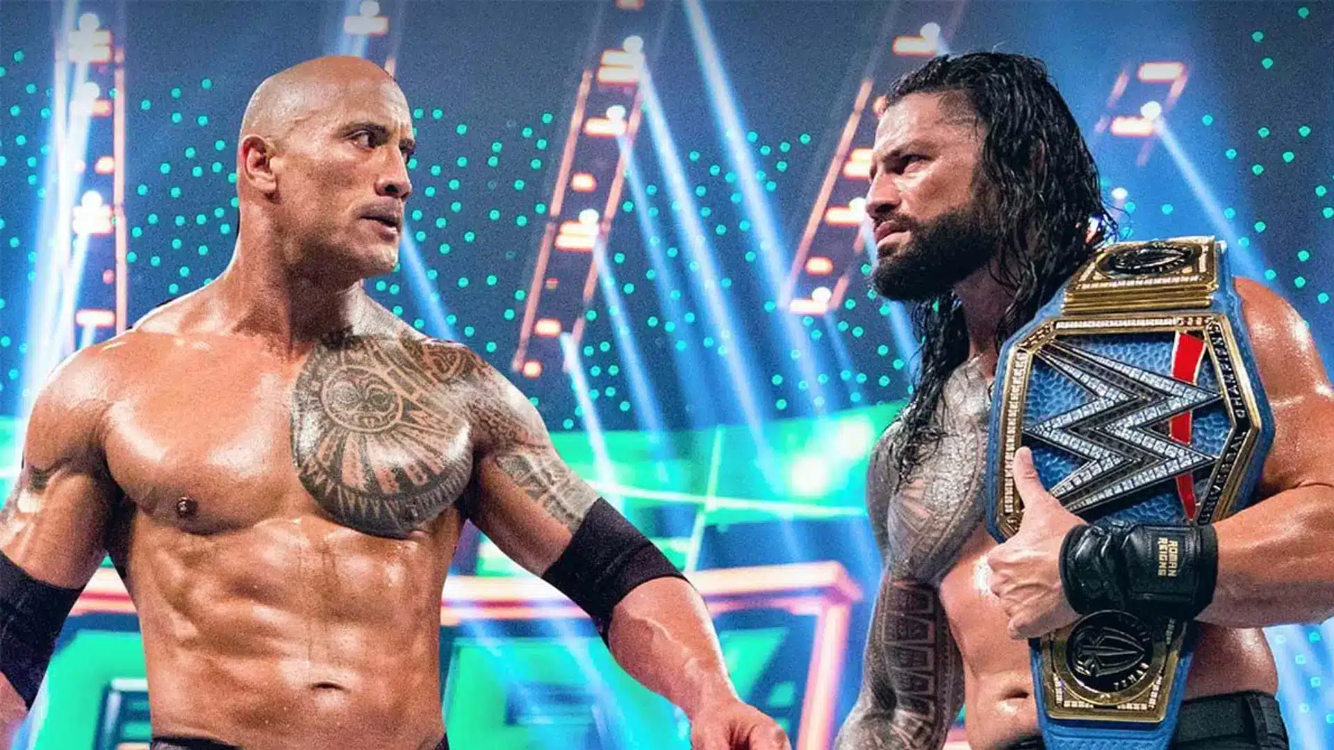 The Rock and Roman Reigns in the ring together