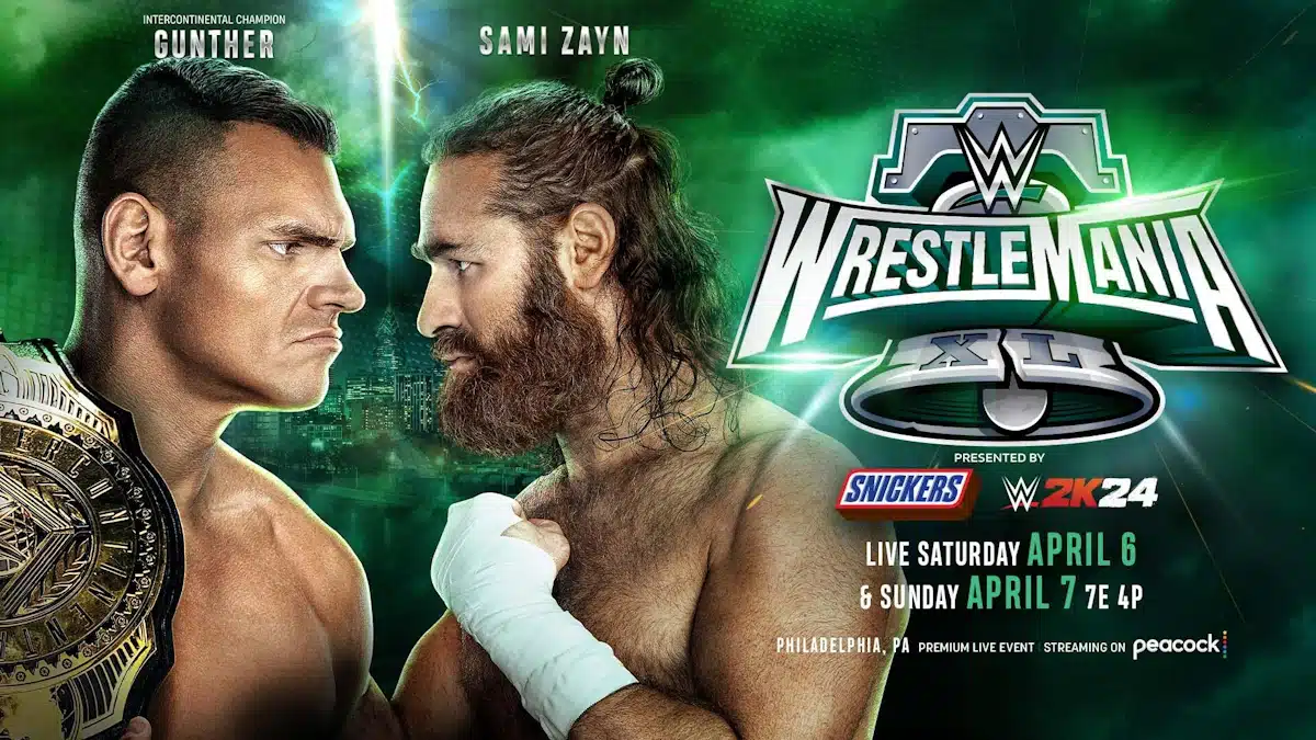 Poster for Sami Zayn vs Gunther at Wrestlemania XL