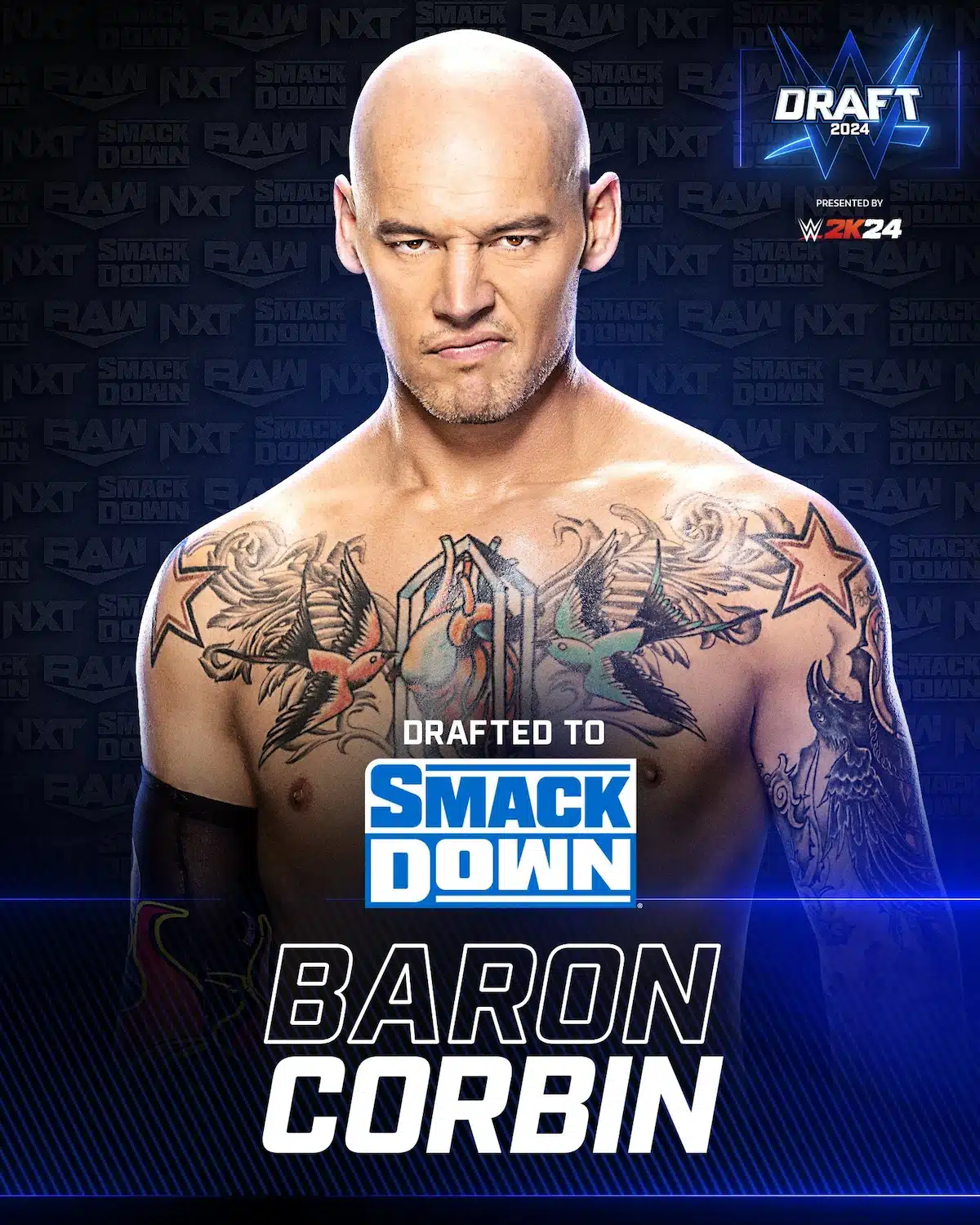Poster Of Baron Corbin As He Was Selected For Smackdown In The Wwe Draft 2024