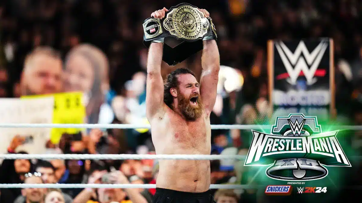 Montreal'S Own Sami Zayn Holding Up The Intercontinental Belt After Defeating Gunther At Wrestlemania 40 Night One
