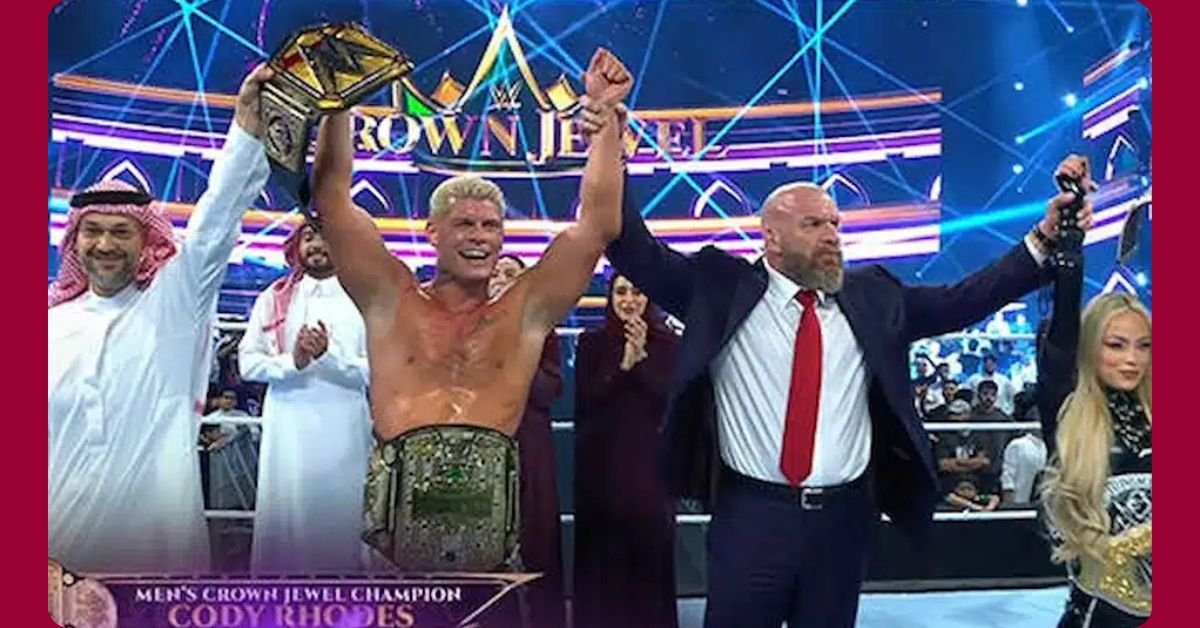 Booking Cody Rhodes celebrates championship victory.