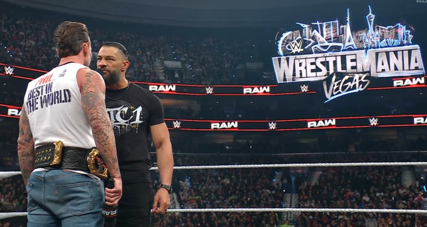 Cm Punk And Roman Reigns Addressin G Each Other During Wwe Raw On February 2, 2026