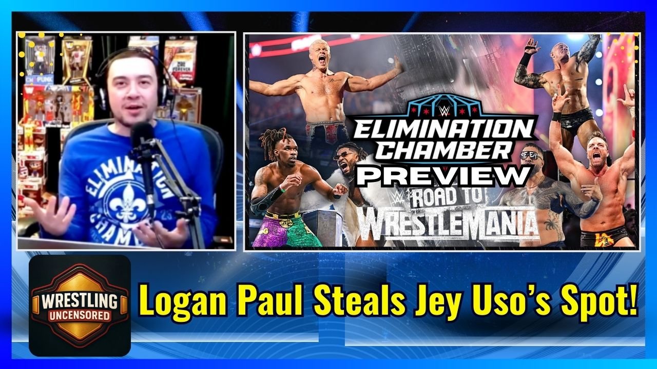WWE Elimination Chamber 2036 Predictions Thumbnail Wrestling preview with dramatic headlines.