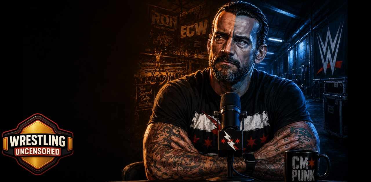 CM Punk speaking in a studio