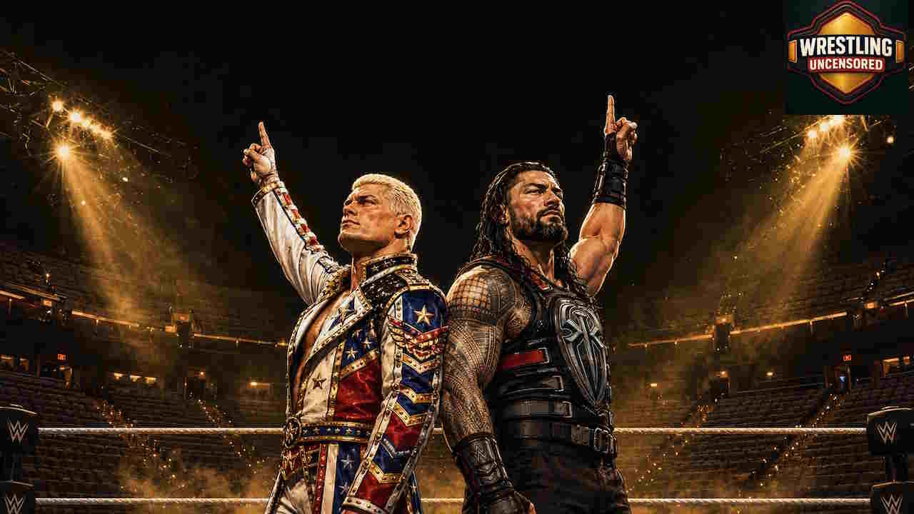 WWE SummerSlam 2026 Two wrestlers posing confidently in arena
