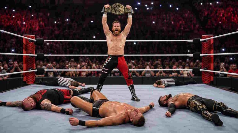 Kevin Owens Sami Zayn Triple Threat Ends With No Winner As Zayn Stands Over Fallen Wrestlers