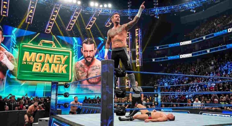 Cm Punk Going To Money In The Bank Celebrating In The Ring.